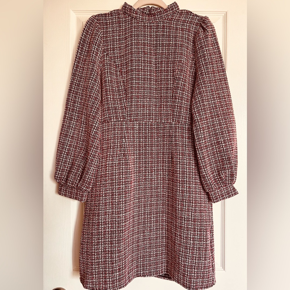 Faux tweed winter long sleeve dress